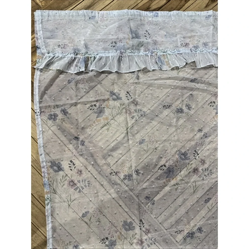 Vintage 90s Floral Balloon Shower Curtain Valance Sheer Dot Ruffle USA 70x72